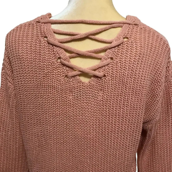 Crave Fame NWT Rose Pink Knit Sweater Juniors L - Picture 7 of 10